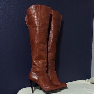 Cathy Jean Brown Leather Over the Knee Boots